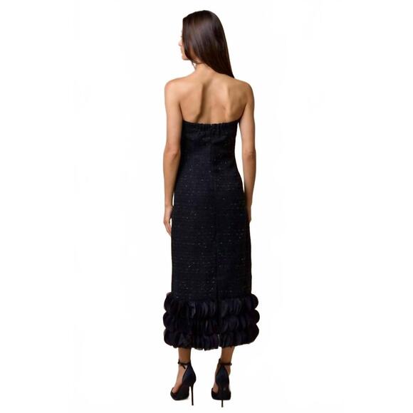 NEW LALAVON tweed strapless maxi dress in black - Picture 3 of 3